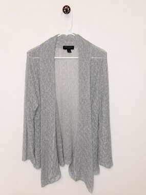 Cable & Gauge Light Gray Open-Front Draped Cardigan
